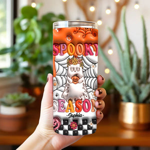 Spooky Season - Custom Name - Personalized Skinny Tumbler - Halloween Gift