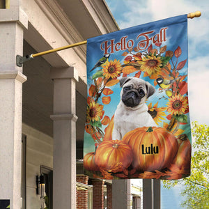 Hello Fall Season - Personalized Photo And Name Garden Flag - Gift For Pet Lovers