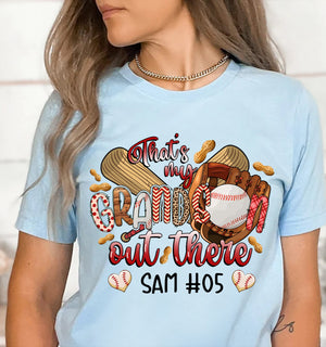 That's My Grandson Out There, Personalized Baseball Grandma T-Shirt, Gift For Family, Baseball Lovers