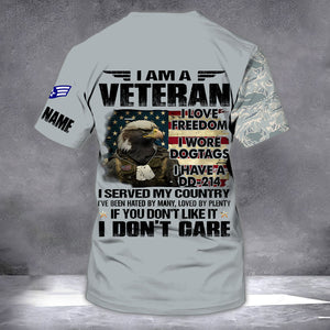 I Am Veteran - I love Freedom - I Wore Dogtags - I Have A DD-214 - Customized U.S. Veteran Air Force T-Shirt, Gift For Veterans