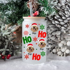 Hohoho Christmas Custom Decor  - Customization Glass Bottle, Frosted Bottle, Gift For Family, Gift For Pet Lover, Christmas Gift