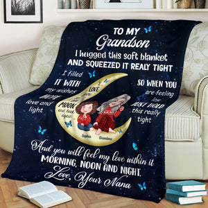 Morning, Noon And Night Love Grandma - Custom Appearances And Names - Personalized Fleece Blanket, Gift For Family