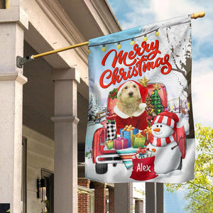 Merry Christmas Pet On Red Car - Custom Pet Photo And Name Flag - Christmas Gift, Gift For Pet Lovers