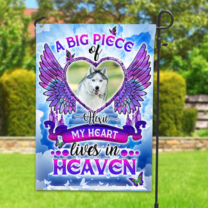 A Big Piece Of My Heart Lives In Heaven - Personalized Photo & Name Flag - Memorial Gift