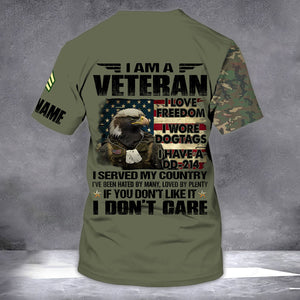 I Am Veteran - I love Freedom - I Wore Dogtags - I Have A DD-214 - Customized U.S. Veteran Army T-Shirt, Gift For Veterans