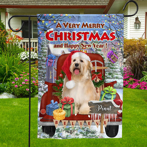 A Very Merry Christmas And Happy New Year - Personalized Pet Photo And Name Flag - Christmas Gift, Gift For Pet Lovers