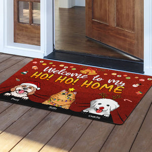 Welcome To My Ho Ho Home  - Custom Pets And Names - Personalized Doormat - Pet Lover Gift, Christmas Decor