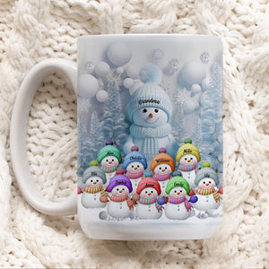 Snow Man Family Mug - Custom Name, Personalized White Mug, Gift For Family, Christmas Gift