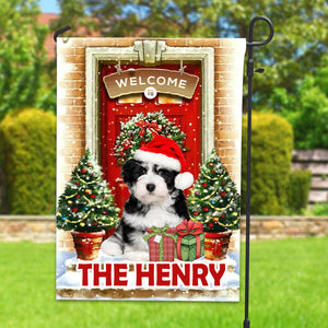 Welcome To Pet Christmas House - Custom Pet Photo And Name Flag - Christmas Gift, Gift For Pet Lovers