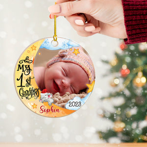 My First Christmas - Personalized Custom Shaped Wooden Ornament - Gift For Baby