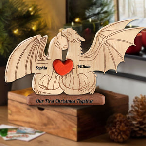 Man, Woman Couple Gift, Personalized Flying Dragon Couple Puzzle Wooden - Wooden Pet Carvings - Gift For Family