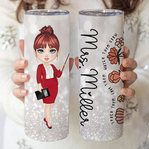 Doll Teacher - Custom Appearance And Name - Personalized Skinny Tumbler - Gift For Teacher - Back To School