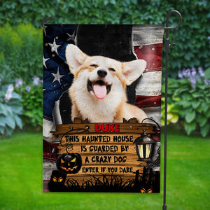 Personalized Halloween Dog, American Flag, Custom Dog Photo Garden Flag