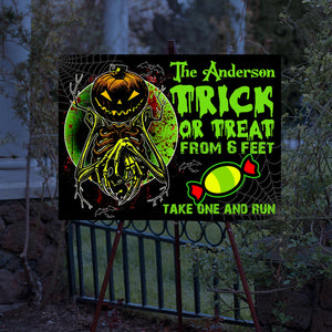 Trick Or Treat From 6 Feet Take One And Run - Personalized Halloween Neon Lawn Sign, Yard Sign, Halloween Gift