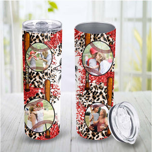 Personalized Baseball Mom Skinny Tumbler, Gift For Baseball Lover