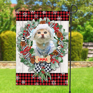 Merry Christmas- Custom Pet Photo And Name Flag - Christmas Gift, Gift For Pet Lovers