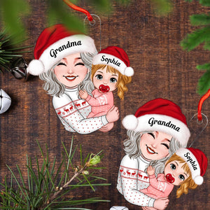 Grandma Carried The Kid, Christmas Decor - Personalized Acrylic Ornament - Gift For Family