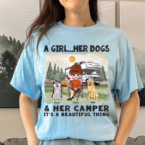 A Girl And Her Dogs Beautiful Thing - Gift For Camping Lovers - Personalized T-Shirt