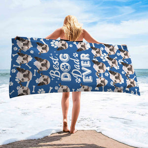 Custom beach dog and cat photo beach towel, a gift for pet lovers