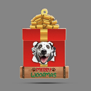 Merry Woofmas, Christmas Gift Box, Custom Photo And Quote - Personalized Custom Shaped Wooden Ornament - Gift For Pet Lover