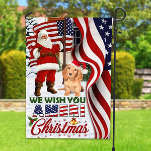 We Wish You Ameri Christmas  - Custom Pet Photo And Name Flag - Christmas Gift, Gift For Pet Lovers