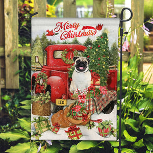 Merry Christmas, Pet On Car - Personalized Pet Photo And Name Flag - Christmas Gift, Gift For Pet Lovers