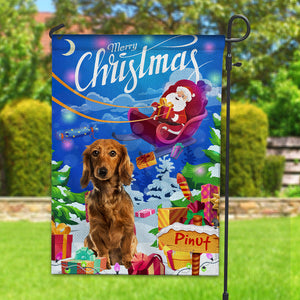 Merry Christmas House Flag, Santa Is Coming - Custom Pet Photo Flag - Christmas Gift, Gift For Pet Lovers