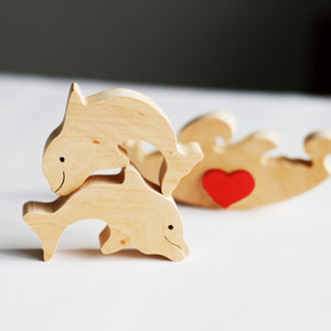 Man, Woman Couple Gift, Personalized Dolphin Puzzle Wooden - Wooden Pet Carvings - Gift For Family