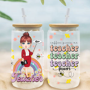 Personalized Teacher, Custom Name Glass Bottle, Frosted Bottle. Gift for Teachers