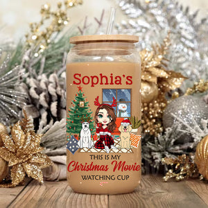 This Is My Christmas Movie Watching Cup - Customization Glass Bottle, Frosted Bottle, Gift For Family, Christmas Gift