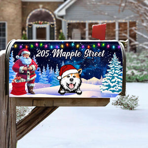 Santa And Custom Christmas Pet Mailbox Cover,  Christmas Gift, Gift For Pet Lover, Christmas Dog, Christmas Cat