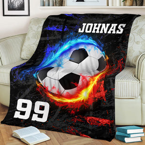 Custom Name And Number, Personalized Fleece Blanket - Gift For Soccer Lover, Family Gift