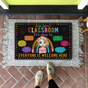 In Teacher's Classroom Everyone Is Welcome Here - Custom Appearance And Name - Personalized Doormat - Back To School