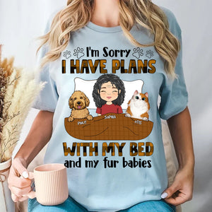 Personalized Dog T-Shirt - I Have Plans With My Bed Shirt - Custom Appearance And Name - Gift for Dog Lovers