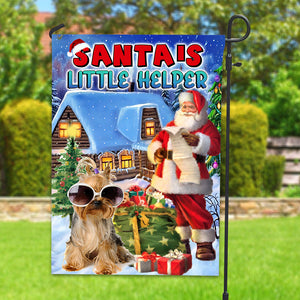 Santa's Little Helper - Custom Pet Photo Flag - Christmas Gift, Gift For Pet Lovers