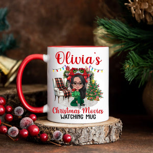 Woman Christmas Movies Watching Mug - Custom Appearances And Names, Personalized Mug, Christmas Gift