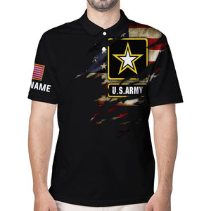 I Am Veteran - I love Freedom - I Wore Dogtags - I Have A DD-214 - Customized U.S. Veteran Black Polo Shirt, Gift For Veterans