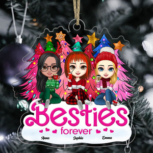 Christmas Besties Forever, Custom Appearances And Names - Personalized Acrylic Ornament