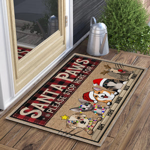 Santa Paws Please Here For  - Custom Pets And Names - Personalized Doormat - Pet Lover Gift, Christmas Decor