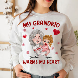 My Grandkid Warms My Heart, Custom Appearance And Names - Personalized Sweatshirt - Gift For Family