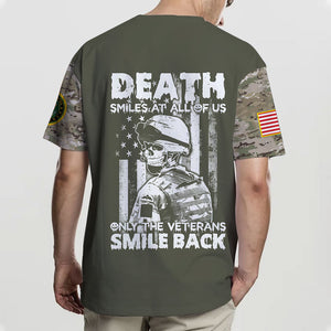 Death Smiles At All Of Us - Only The Veterans Smile Back - Customized U.S. Veteran Polo Shirt, Gift For Veterans