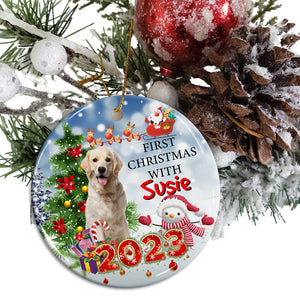 First Christmas With - Personalized Ceramic Ornament - Gift For Christmas, Family Gift, Gift For Pet Lover