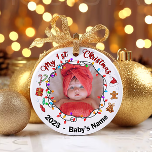 Baby Newborn My First Christmas - Personalized Christmas Ceramic Ornament - Gift For Family