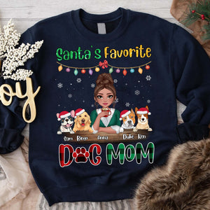 Santa's Favorite Dog Mom - Custom Appearance And Name, Personalized Sweatshirt - Family Gift, Gift For Pet Lover, Xmas Gift