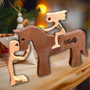 Man, Woman With Horse, Personalized Puzzle Wooden - Wooden Pet Carvings - Gift For Family, Gift For Pet Lover