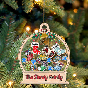 Personalized Ornament - Christmas Gift For Family - Colorful Family Stockings - Custom Shaker Ornament