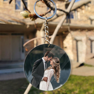 Happy Wedding - Personalized 2 Side Acrylic Keychain - Gift For Couple, Custom Photo Gift For Wedding