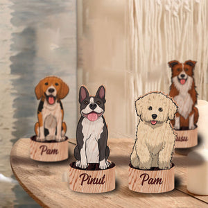 Custom Dog And Name, Personalised Wooden Place Names - Christmas Gift For Pet Lover - Standing Table Decoration