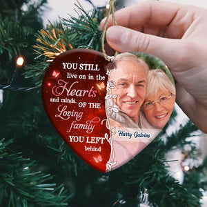 You Still Live On In The Heart  - Personalized Heart Ceramic Ornament - Memorial Gift