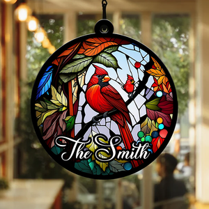 Cardinal Remembrance Gifts - Custom Background And Name - Personalized Acrylic Ornament - Window Ornament